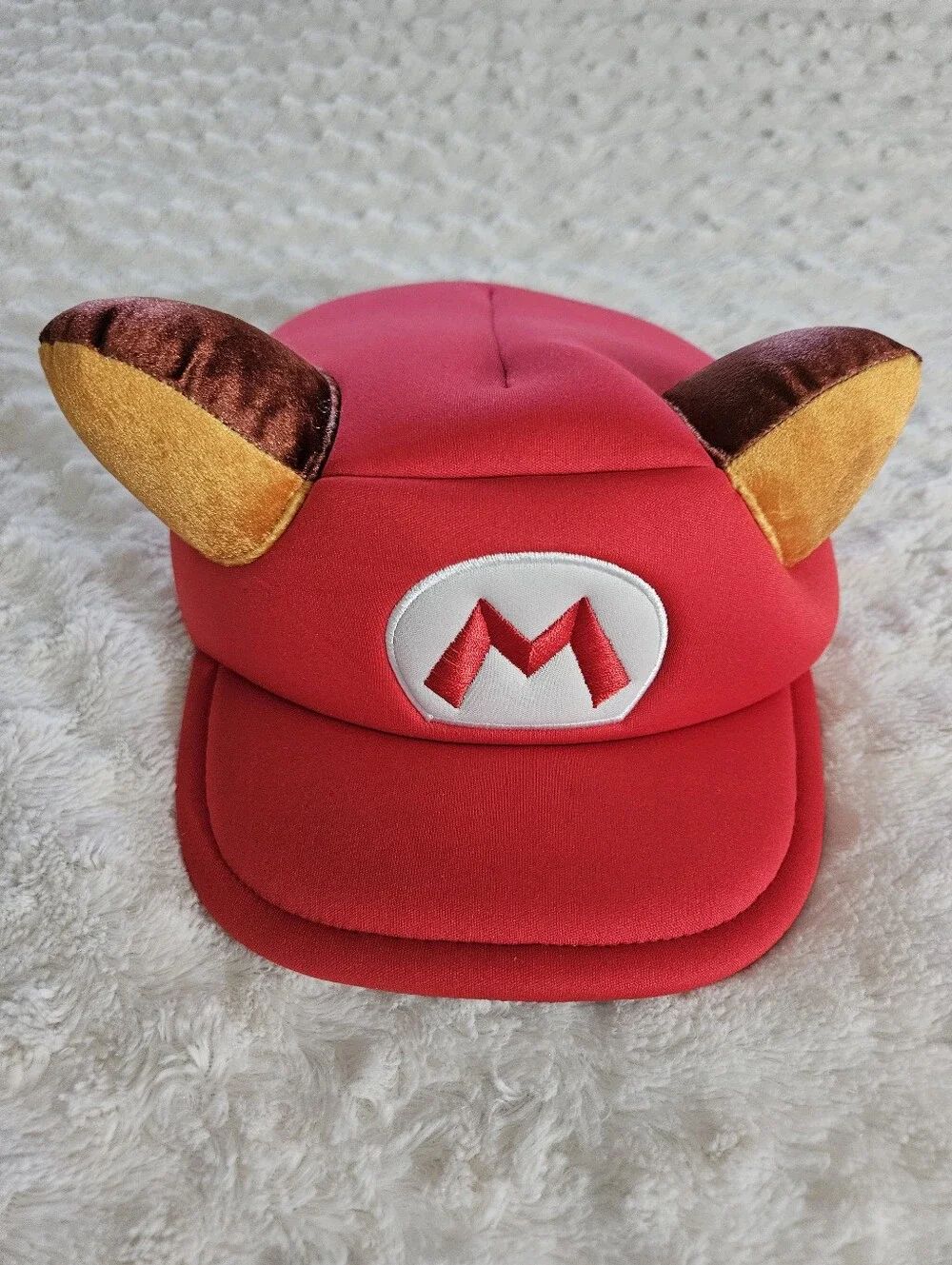 Super Mario Video Game Raccoon Cosplay Hat Plush Ears Embroidered M One Fits All
